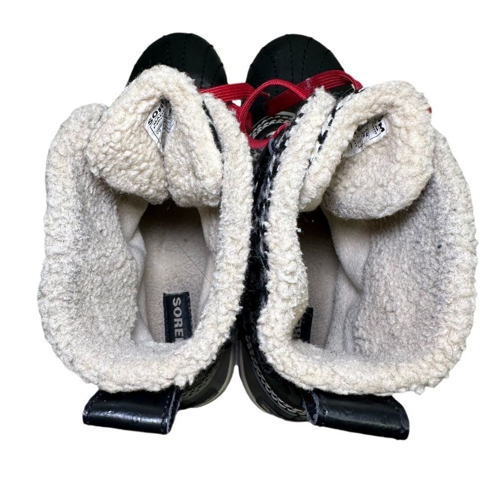 Sorel Tofino Houndstooth Waterproof Snow Boots Women 9 Black White Red Lace - Picture 8 of 10